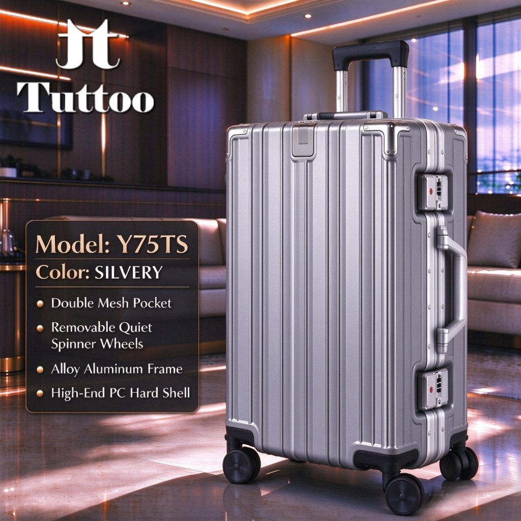 TUTTOO Y75TS Koper 20 inch 24 inch Anti Pecah Tahan Banting TSA Lock Hardcase+pemegang cangkir