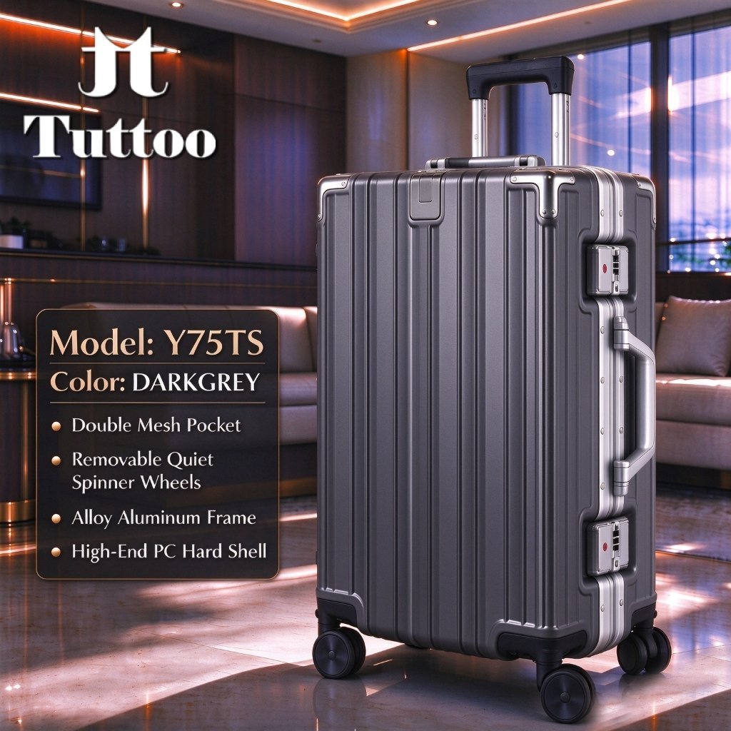TUTTOO Y75TS Koper 20 inch 24 inch Anti Pecah Tahan Banting TSA Lock Hardcase+pemegang cangkir