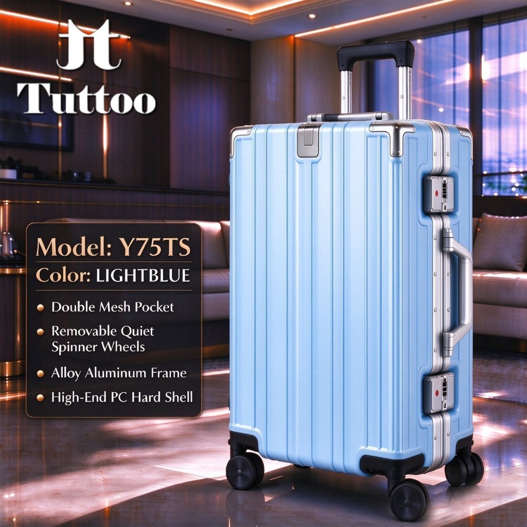 TUTTOO Y75TS Koper 20 inch 24 inch Anti Pecah Tahan Banting TSA Lock Hardcase+pemegang cangkir