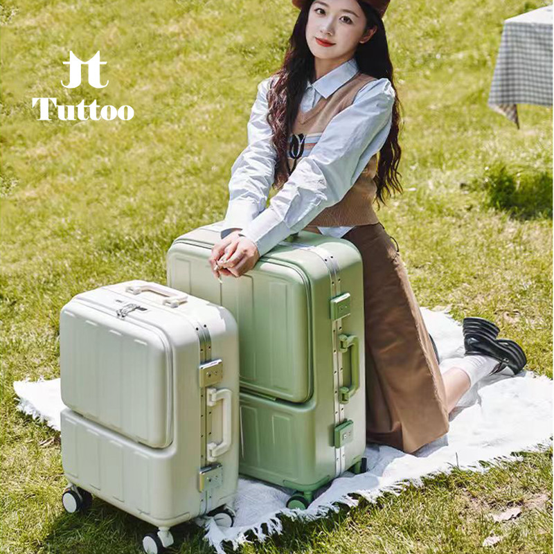 TUTTOO Front Load 20inch A116 Koper Kabin 20in Buka Depan Anti Gores Baret Pecah Tahan Banting Peyok Ringan 4 Roda Kuat Putar 360 derajat Bagasi Kabin Cabin Pesawat Laptop HP Handphone Tas Traveling Makeup