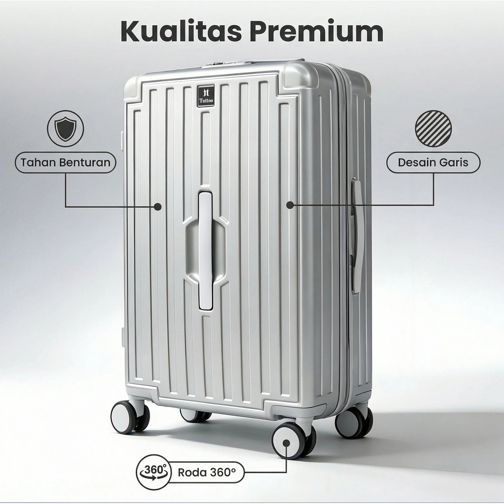 TUTTOO PP01 Koper PC+PU Premium - 20/25/30 inci, Kapasitas Besar / Berat Ringan