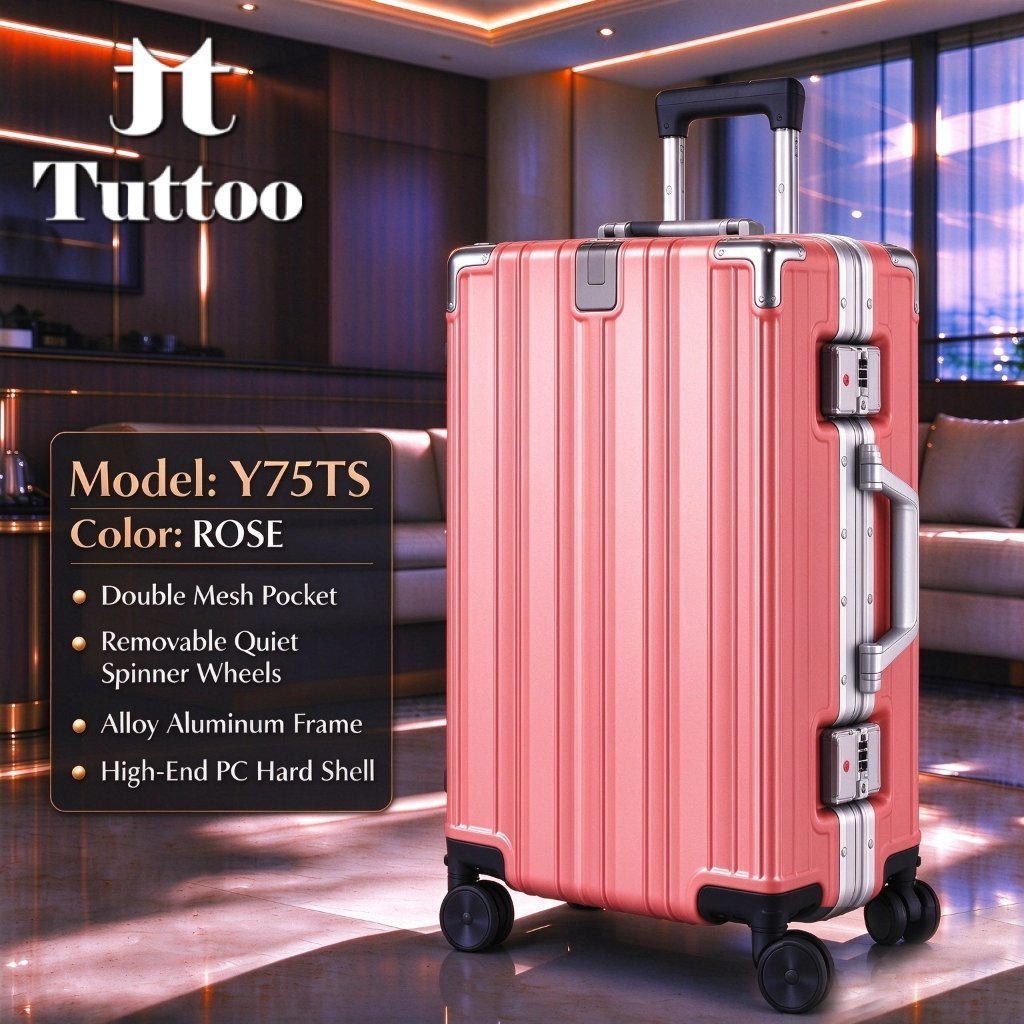 TUTTOO Y75TS Koper 20 inch 24 inch Anti Pecah Tahan Banting TSA Lock Hardcase+pemegang cangkir