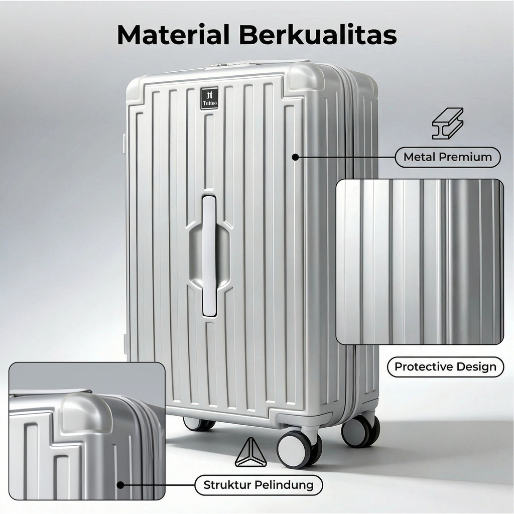 TUTTOO PP01 Koper PC+PU Premium - 20/25/30 inci, Kapasitas Besar / Berat Ringan