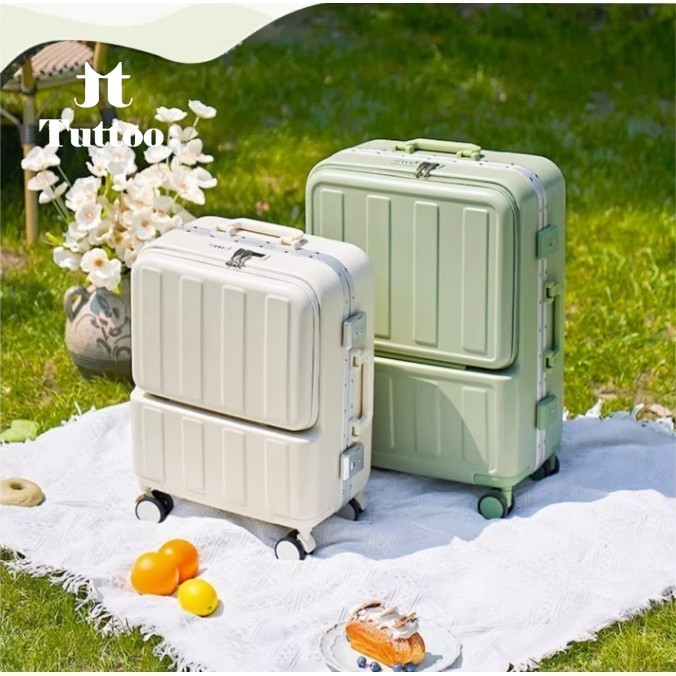 TUTTOO Front Load 20inch A116 Koper Kabin 20in Buka Depan Anti Gores Baret Pecah Tahan Banting Peyok Ringan 4 Roda Kuat Putar 360 derajat Bagasi Kabin Cabin Pesawat Laptop HP Handphone Tas Traveling Makeup