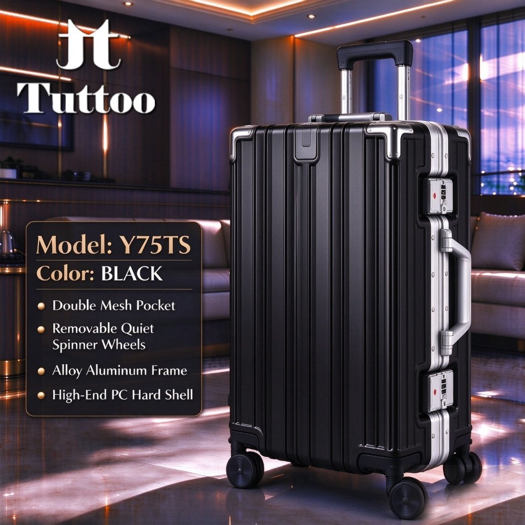 TUTTOO Y75TS Koper 20 inch 24 inch Anti Pecah Tahan Banting TSA Lock Hardcase+pemegang cangkir