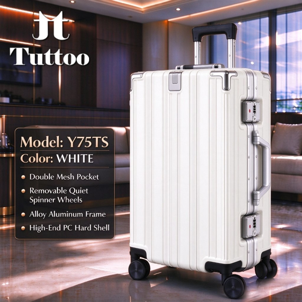 TUTTOO Y75TS Koper 20 inch 24 inch Anti Pecah Tahan Banting TSA Lock Hardcase+pemegang cangkir
