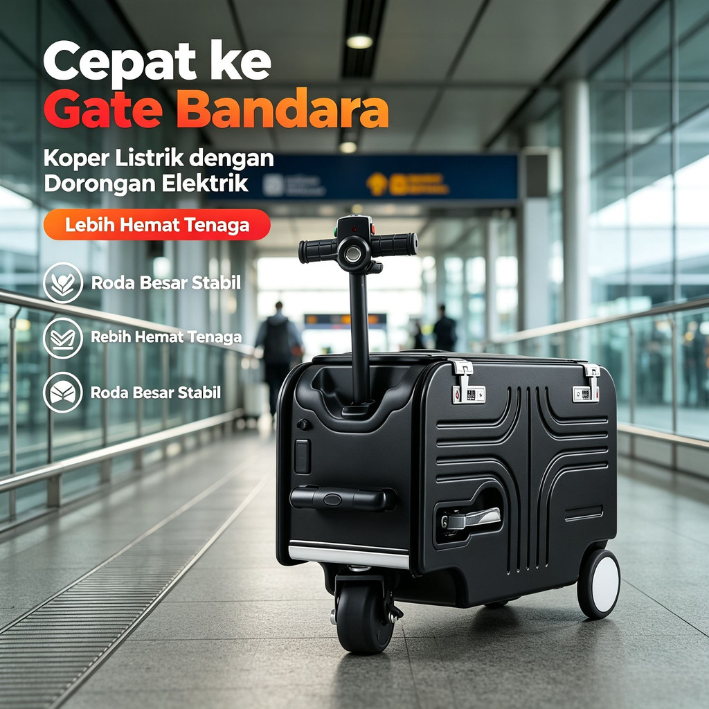 TUTTOO Koper TO02 20 Iinch 8KG BLACK/SILVERY Berkendaraan Bagasi Koper Listrik